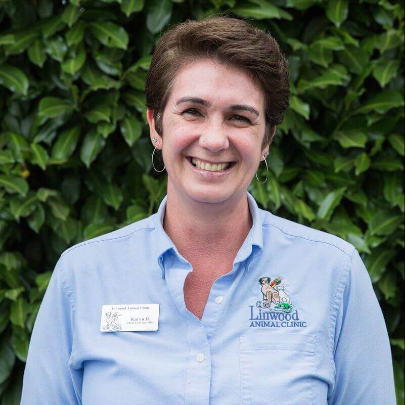 Karyn, an administrator at Linwood Animal Clinic.