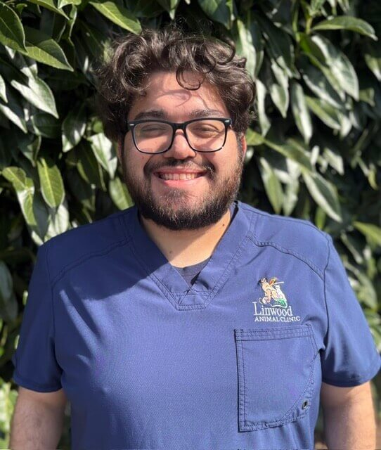 Eddie, a Veterinary Technician Assistant at Linwood Animal Clinic.