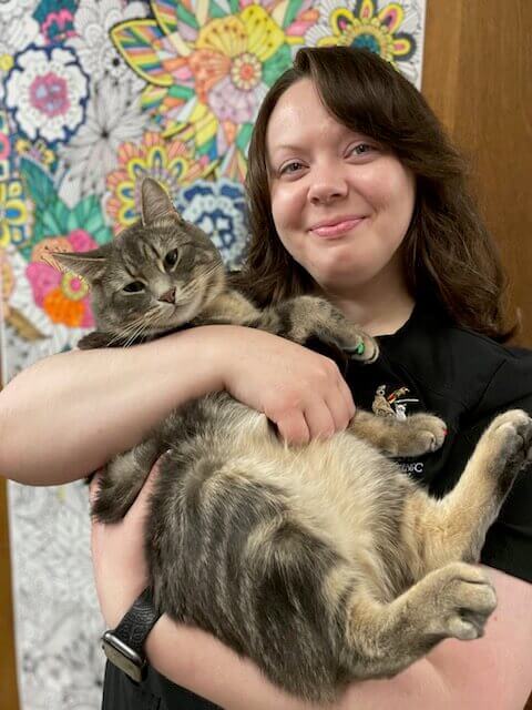 Brittney, a Client Care Specialist at Linwood Animal Clinic.